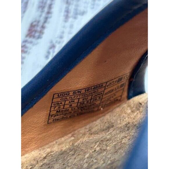 UGG Womens Amell Wedge Heel Sandals Denim Lace Up Open Toe Navy Blue Size 7.5 - Picture 11 of 12